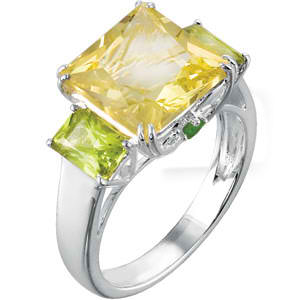 Genuine Lime Quartz, Peridot & Chrome Diopside Ring Genuine Lime Quartz, Peridot & Chrome Diopside Ring