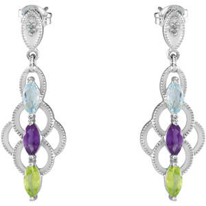 Multi-gemstone Earrings (Genuine Amethyst, Peridot & Topaz) Multi-gemstone Earrings (Genuine Amethyst, Peridot & Topaz)
