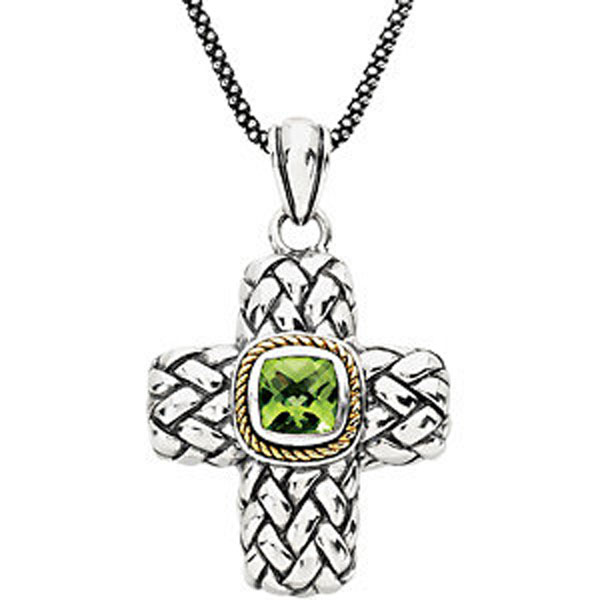 Genuine Peridot Cross Necklace Genuine Peridot Cross Necklace