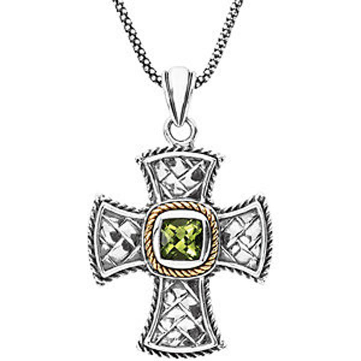 Genuine Peridot Cross Necklace Genuine Peridot Cross Necklace